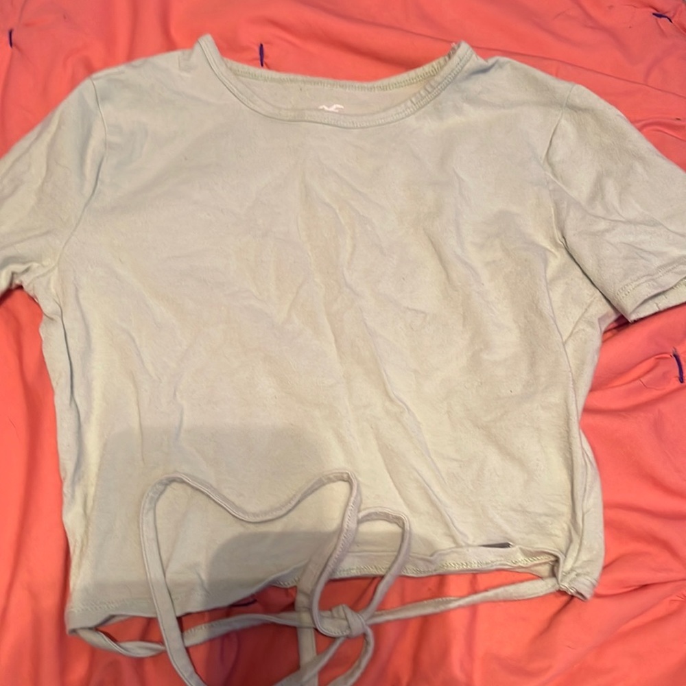 Light green Hollister baby tee with ties